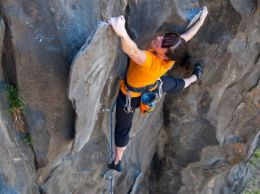Heather Lords Climbing at Massacre Rocks, ID