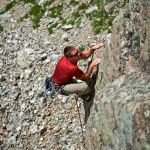 Drake Koger on Coomb's Crossover - Rock Springs Buttress.