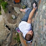 The intimidating crux of Slope On A Rope - Grand Wall